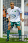 Fussball 1. Bundesliga: Wolfsburg, ALESSANDRO am Torpfosten