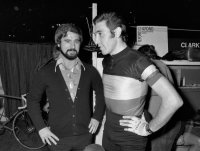 Fussball/Radsport Gerd Mueller und Eddy Merckx beim 6 Tage Rennen in Muenchen