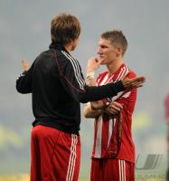 Fussball Champions League Finale:ENTTAEUSCHUNG Holger Badstuber, Bastian Schweinsteiger (v.li., FCB)