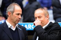 2. Fussball Bundesliga: Trainer Reiner Maurer mit Praesident Reiner Beeck (v. li., 1860 Muenchen)