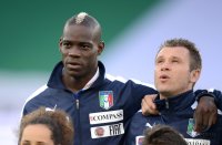 Fussball International Testspiel: Mario Balotelli (li,) mit Antonio Cassano (Italien)