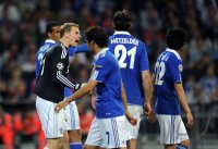 Fussball CHL  Saison 2010/2011:  Torwart Manuel Neuer, Raul, Christoph Metzelder, Atsuto Uchida (v. li., FC Schalke 04)