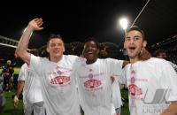 FUSSBALL  International CHL 09/10:  JUBEL Ivica Olic, David Alaba, Diego Contento (v. li., FCB)