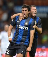FUSSBALL SERIE A: Jubel von Diego Milito und Cassano Antonio (v. li., Inter Mailand)
