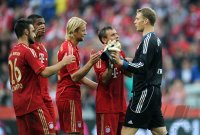 Fussball 1. Bundesliga : Diego Contento , Luiz Gustavo, Anatoliy Tymoshchuk , Anatoli Timoschtschuk , Rafinha , Torwart Manuel Neuer (v. li., FC Bayern Muenchen)