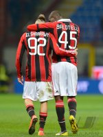 FUSSBALL SERIE A:  Stephan El Shaarawy und Mario Balotelli (v. li., AC Mailand)