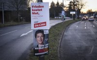 Wahlplakat zur Bundestagswahl 2024: Buendnis Sahra Wagenknecht (BSW) und Die Linke
