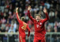 Fussball 1. Bundesliga, Saison 2011/2012:  JUBEL Thomas Mueller (FC Bayern Muenchen)