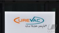 Firmenschild der CureVac AG in Tuebingen