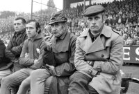 Fussball 1. Bundesliga Saison 1971/1972:  Beckenbauer, Schwan, Lattek (FC Bayern)
