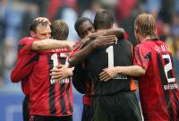 Fussball 1. Bundesliga: Hamburg - Leverkusen, Schlussjubel Leverkusen