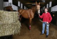 Trainer Peter Schiergen mit dem Rennpferd Schiaparelli