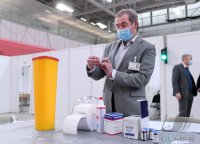 Pressekonferenz im Impfzentrum Paul Horn Arena Tuebingen