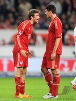 Fussball 1. Bundesliga :  Thomas Mueller, Mario Gomez (v. li., FC Bayern Muenchen)