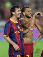 FUSSBALL International :  MESSI  und Daniel ALVES (FC Barcelona)