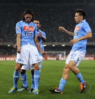 FUSSBALL SERIE A:  JUBEL Cavani , Hamsik Marek (v. li., Napoli)