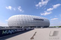 FUSSBALL INTERNATIONAL  CHL Finale 11/12:  Uebersicht der Allianz Arena mit dem Branding fuer das Finale