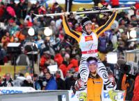 Ski Alpin   Weltmeisterin Rieenslalom  Hoelzl (GER) und Riesch (GER)