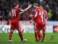 Fussball Champions League: (v. li.) FCB JUBEL mit Bastian Schweinsteiger, Anatoliy Tymoshchuk, Philipp Lahm