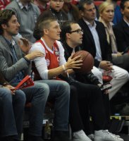 Basketball 1. Bundesliga 2011/2012: Bastian Schweinsteiger (FC Bayern Muenchen) mit Basketball