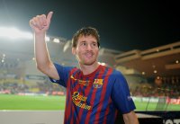 Fussball UEFA SUPER CUP 2011: JUBEL Lionel Messi (Barca)
