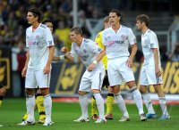 Fussball 1. Bundesliga : Mario Gomez, Bastian Schweinsteiger, Daniel van Buyten, Thomas Mueller (v. li., FC Bayern Muenchen)