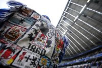 2. Fussball Bundesliga: Fan 1860 Muenchen in einer Kutte in der ALLIANZ ARENA