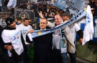 Fussball: Europa League Saison 2012/2013:  Claudio Lotito und Paul Gascoigne (v. li.)