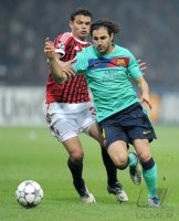Fussball CHL  Saison 2011/2012:  Thiago Silva (li, AC Mailand) gegen Cesc Fabregas (Barca)