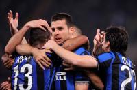 FUSSBALL SERIE A: Maicon Douglas Sienando, Thiago Motta, Diego Milito  (v.li., Inter)
