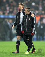 Fussball CHL  Saison 2011/2012:  Torwart Manuel Neuer,  Franck Ribery  (v. li., FC Bayern Muenchen)