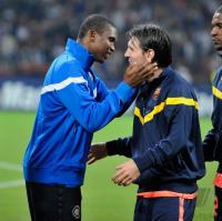 FUSSBALL  International CHL 09/10  MESSI (FC Barcelona ) und ETO O (Inter)