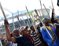 Fussball  International WM 2010  Suedafrika Bauarbeiterstreik