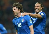 Fussball International WM Qualifikation 2014:  Jubel Riccardo Montolivo und Pablo Osvaldo (v. li., Italien)