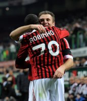 FUSSBALL SERIE A:  Robinho, Cassano Antonio (v. li., AC Mailand)