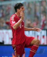 Fussball 1. Bundesliga, Saison 2011/2012:  JUBEL nach dem Tor Mario Gomez (FC Bayern Muenchen)
