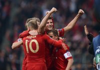 FUSSBALL INTERNATIONAL  CHL HALBFFINALE 11/12: JUBEL Mario Gomez (FC Bayern Muenchen)