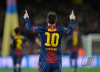 FUSSBALL INTERNATIONAL CHL ACHTELFINALE 12/13: JUBEL Lionel Messi (Barca)