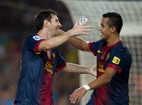 FUSSBALL Primera Division/Super Cup 2012: JUBEL Lionel Messi (Barca)