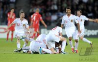Fussball U21-EURO 2011 FINALE:  JUBEL nach dem SIEG mit Iker Muniain , Jeffren (v. li., Spanien)