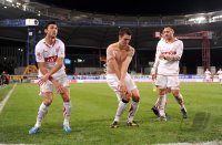 Fussball 1. Bundesliga : (v. li.) Stuttgart JUBEL nach dem TOR zum 2:0 , Ciprian Marica, Zdravko Kuzmanovic, Timo Gebhart