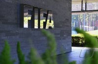 Schriftzug des Home of FIFA in Zuerich