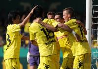 Fussball DFB Pokal : Shinji Kagawa, Lucas Barrios, Kevin Grosskreutz  (v. li., BVB)