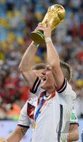 FUSSBALL WM 2014, FINALE: JUBEL Bastian Schweinsteiger (Deutschland)