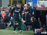 Fussball International Serie A 14/15: Lukas Podolski (Inter Mailand) enttaeuscht