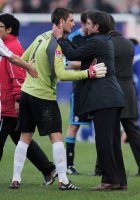 Fussball 1. Bundesliga  Saison 2010/2011: Torwart  Ulreich (VfB Stuttgart) und Trainer Labbadia (VfB Stuttgart)