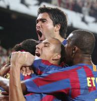 Fussball Int: CHL: Barcelona - Chelsea, Jubel RONALDINHO