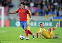 Fussball U21-Europameisterschaft 2011:  Bojan Krkic (li, Spanien) gegen Oleg Golodyuk (re, Ukraine)