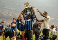 Fussball Champions League Finale: JUBEL Sulley Muntari, Mario Barwuah Balotelli (v. li., Inter)