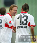 Fussball DFB-Pokal: Leverkusen (A) - Stuttgart, Freude beim VfB